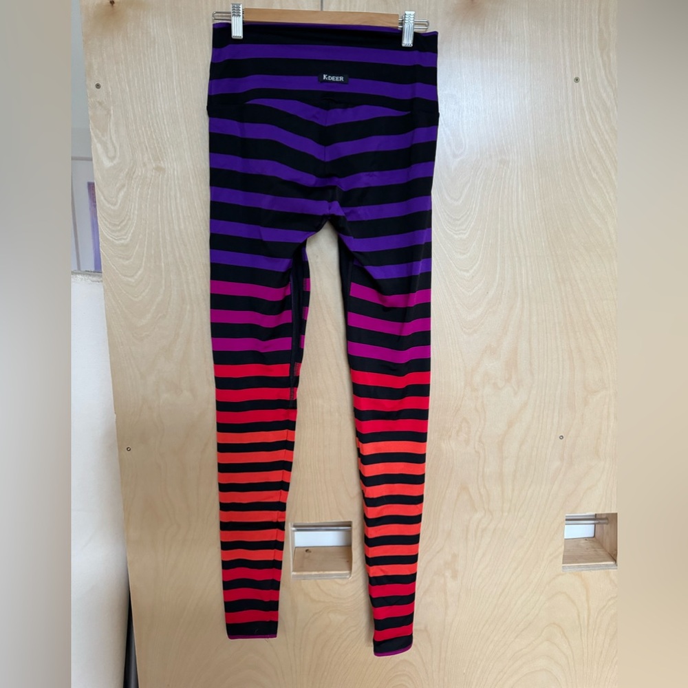 K-DEER Women XL Purple/red High Rise Sneaker Length Leggings Yoga USA
